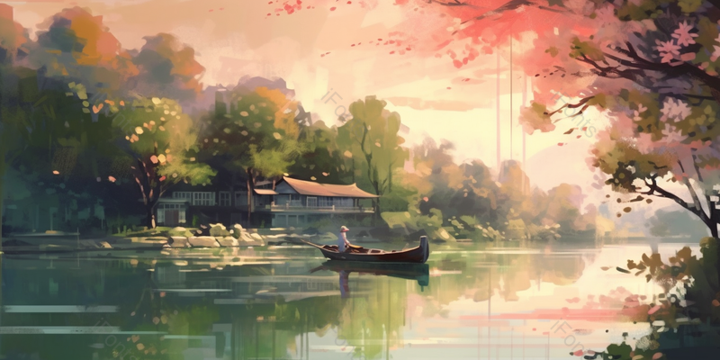 唯美意境古风自然春天山水节气水彩画,插画/手绘图,插画/手绘图库,插画/手绘图下载,插画/手绘